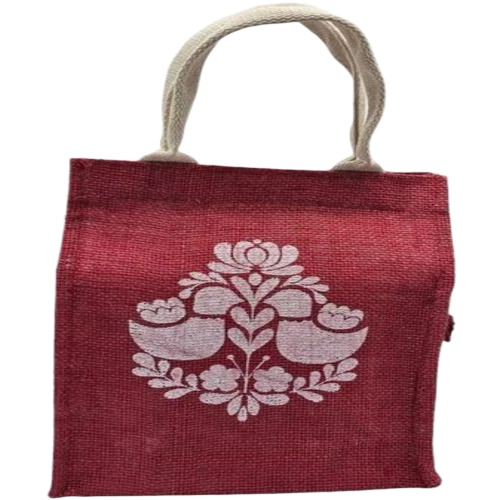 Red Printed Jute Bag