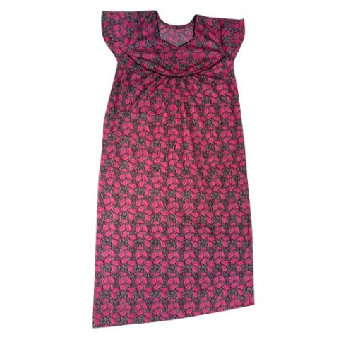 Ladies Magenta Printed Cotton Nighty