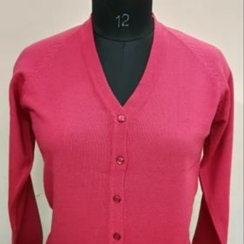 Ladies Pink Woolen Cardigan