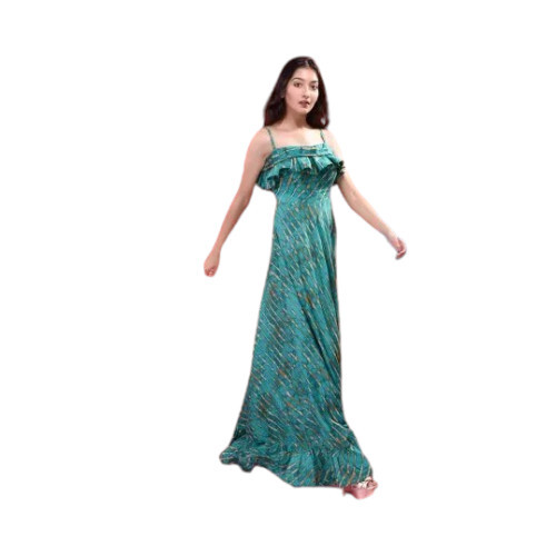 Ladies Green Off Shoulder Western Wear Dress - Ethnic Region: Indian