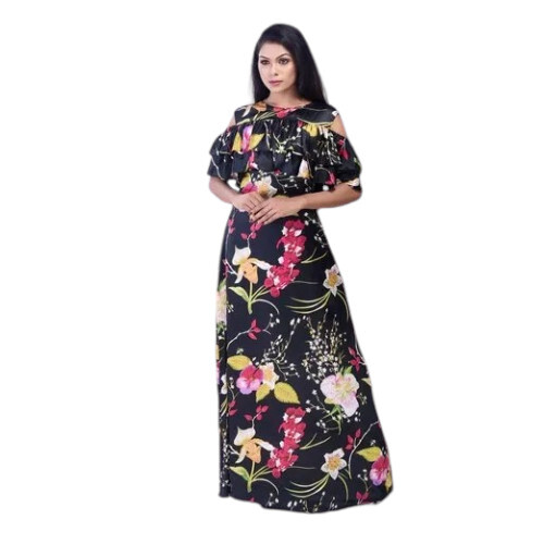 Ladies Long Printed Rayon Gown