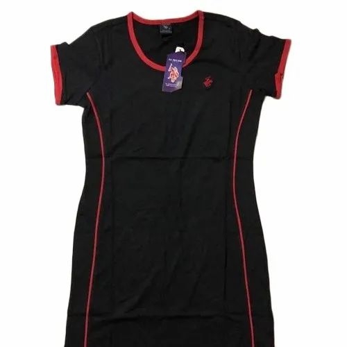 Ladies Black Half Sleeve Cotton T Shirt