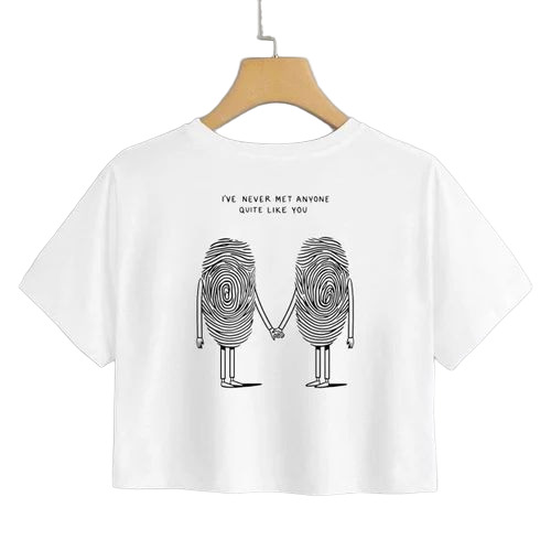 Ladies White Printed Crop Tops