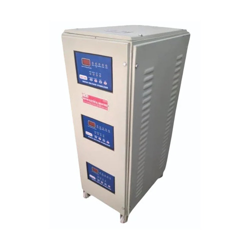 3 Phase Air Cooled Servo Voltage Stabilizer - 5 KVA Load Capacity, 415V Input Voltage, Corrosion Resistant | Digital Display, 1 Year Warranty