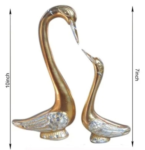 Polished Swan Pair Statue