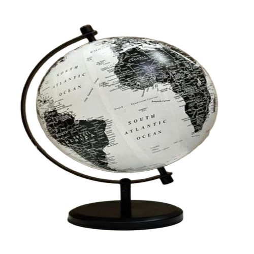 Black White World Globe