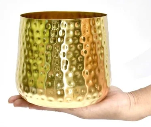 Portable Golden Metal Planter - Color: Multicolor