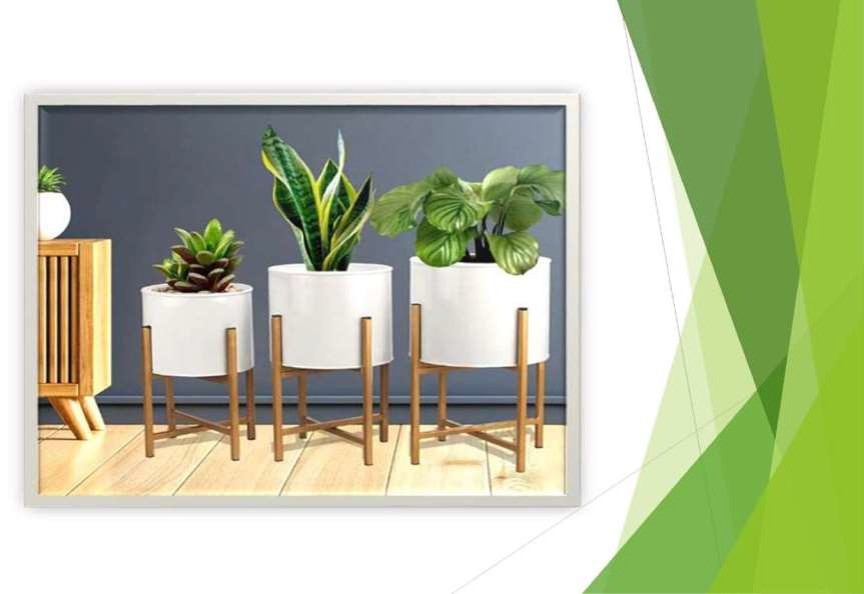 Metal White Pot With Gold Stand - Features: Durable
