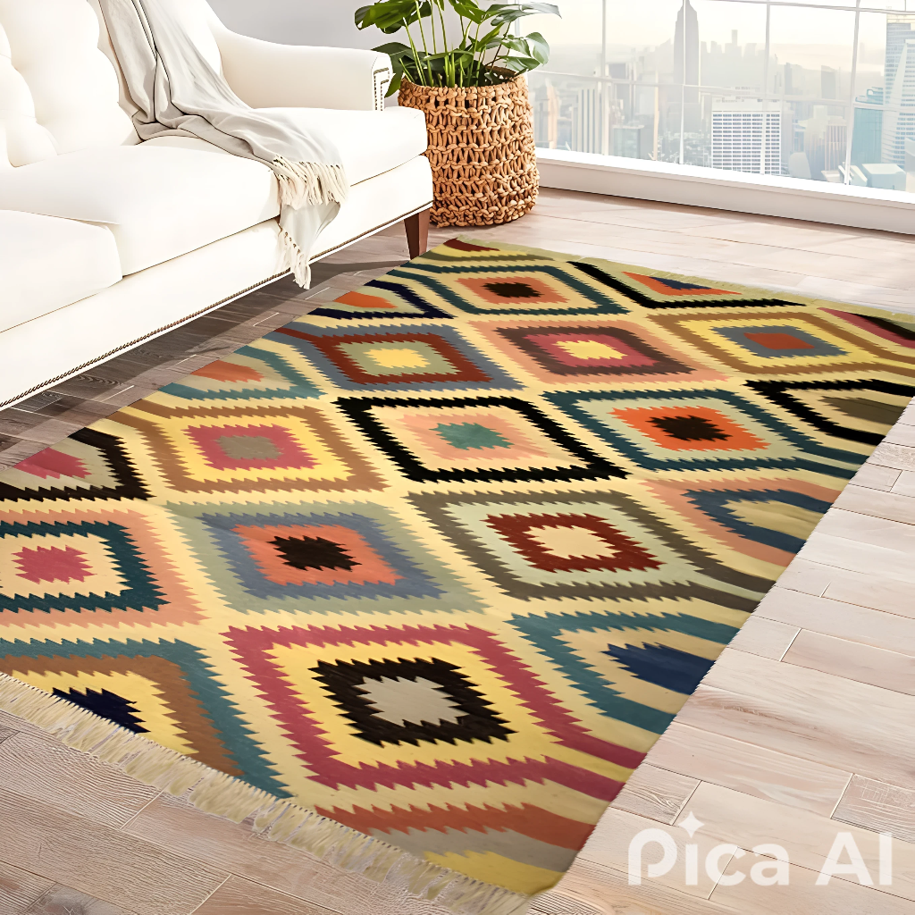 Flat Weave Cotton Dhurries Area Rug