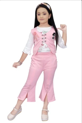 Girls Pink Top Capri Set