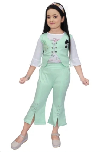 Girls Sea Green Top Capri Set