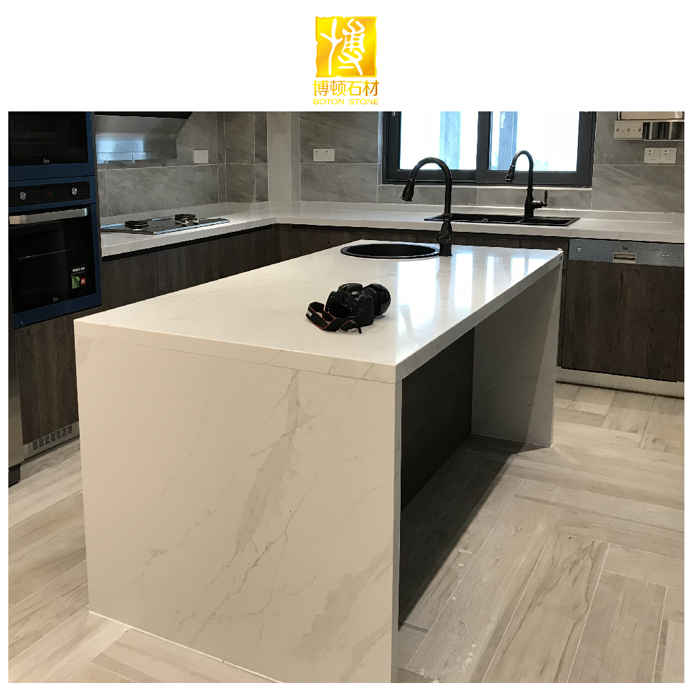 Factory Production Calacatta White Quartz Slab