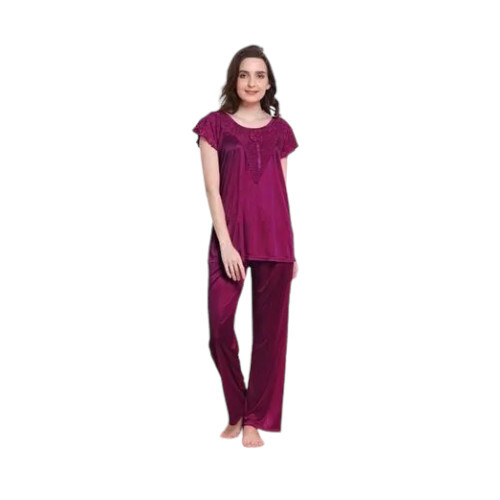 Ladies Half Sleeve Satin Night Suits