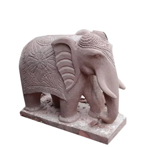 Red Marble Elephants Statue