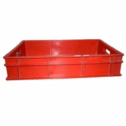 Red Plastic Industrial Storage Crate