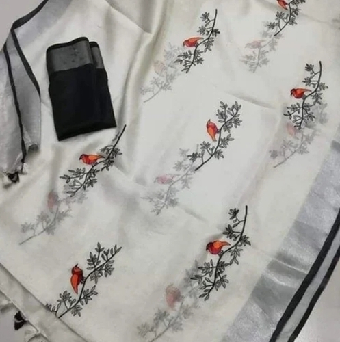 120gsm Linen Embroidery Sarees