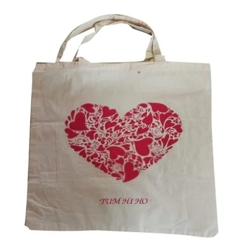 White Printed Cotton Carry Bag