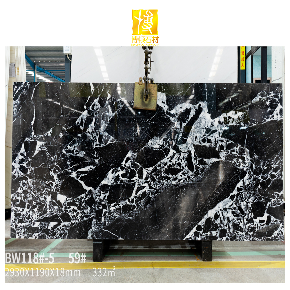 Kitchen Countertop Black Wall Decoration Slabs Black Khenifra Marble