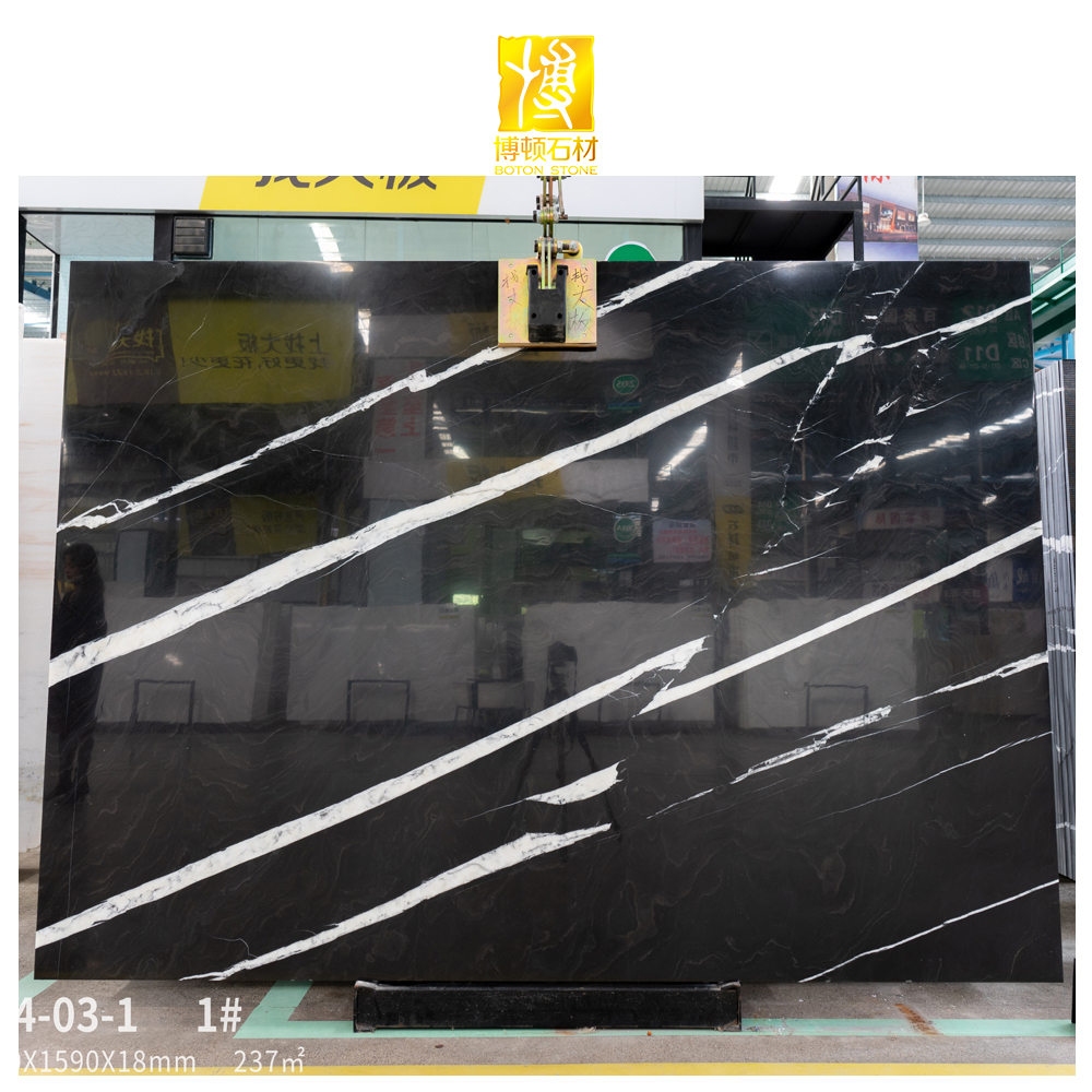 Kitchen Countertop Wall Decoration Tiles Stripes Slabs Black Marble Stairs
