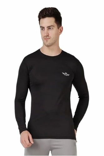 Sports Polyester Black Full Sleeves Men T Shirts