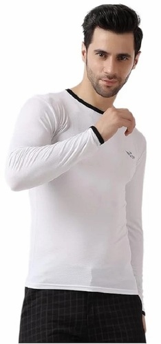 Sports Polyester White Full Sleeves Men T Shirt