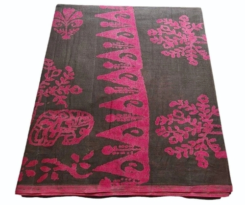 Cotton Batik Print Handwork Saree