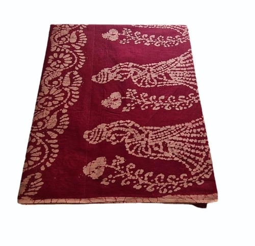 Maroon Batik Print Handwork Cotton Saree
