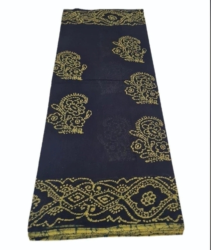 Navy Blue Cotton Hand Work Saree