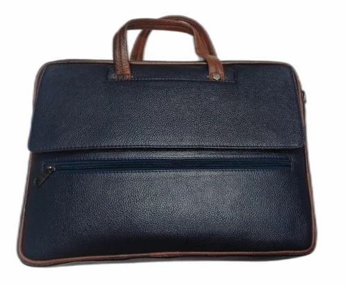 Navy Blue Leather Laptop Bags - Design: Standard