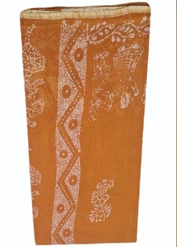 Orange Cotton Printed Saree