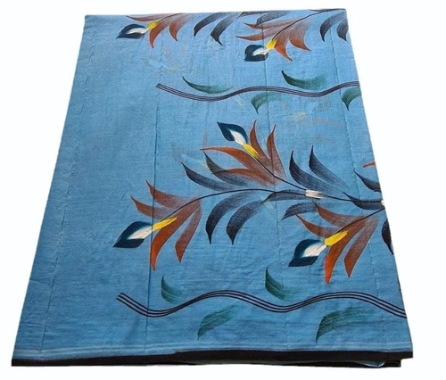 Royal Blue Hand Painted Cotton Saree