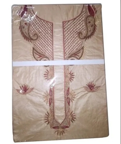 Mens Cream Unstitched Silk Kurta