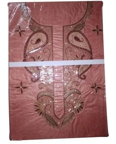 Mens Pink Unstitched Silk Kurta