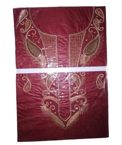Mens Red Unstitched Silk Kurta