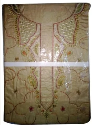 Mens Yellow Unstitched Silk Kurta
