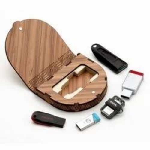D Shape Brown Pen Drive Box