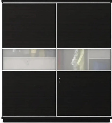 Sliding Door Wooden Black Wardrobe - Color: Blacki