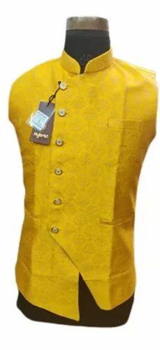 Mens Designer Yellow Color Nehru Jacket