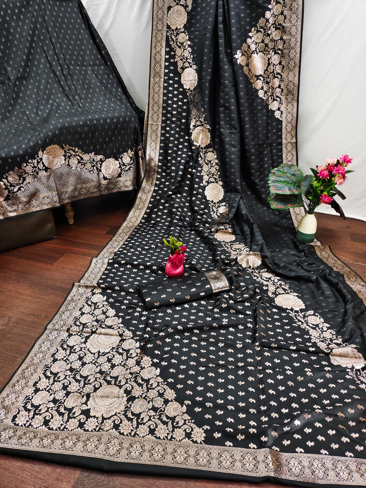 Dual Tone Rose Katan Silk Sarees