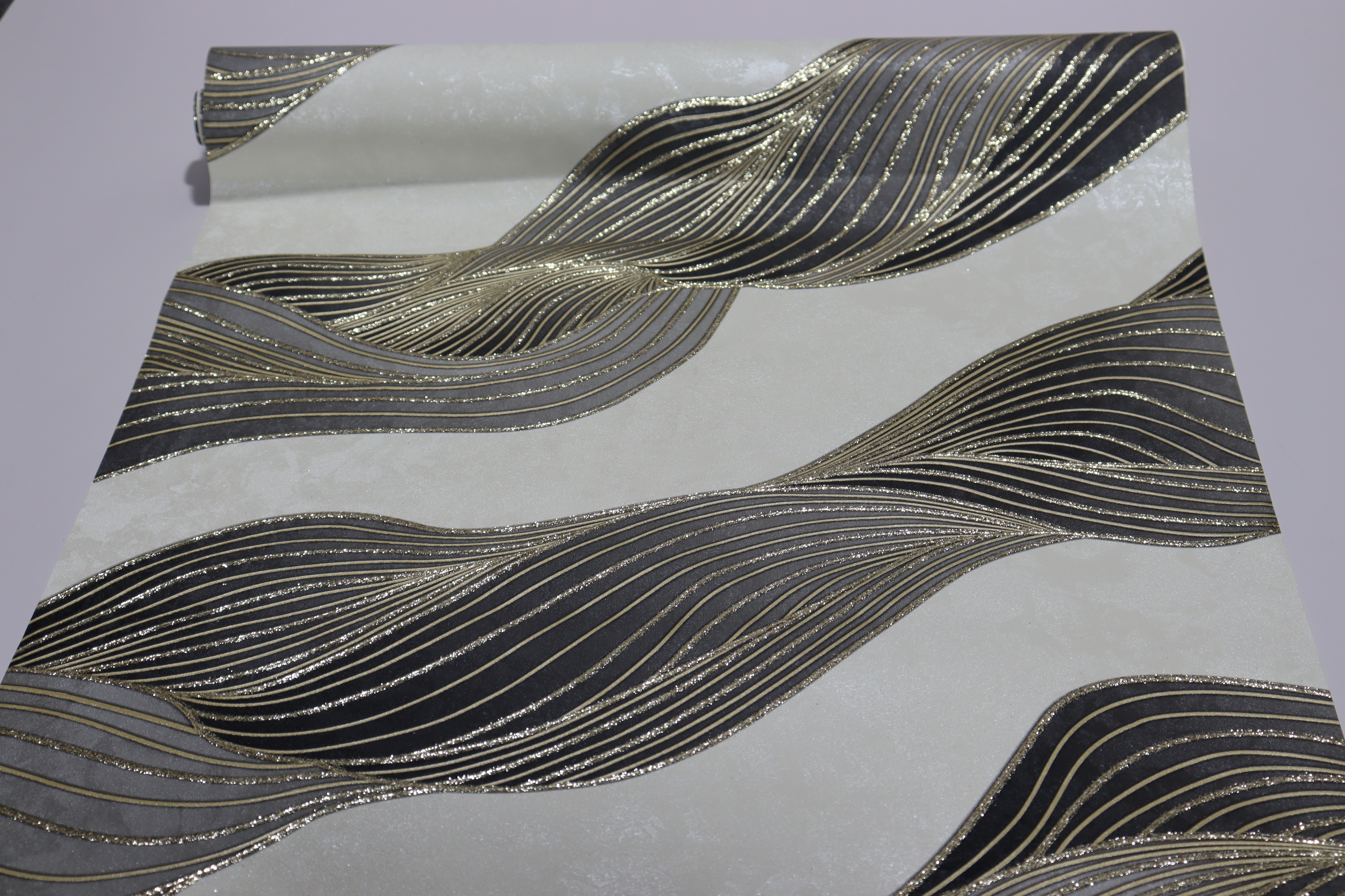 Luxury Abstract Wave Line Pvc Wallpaper - Roll Weight: 1.00 Kilograms (Kg)