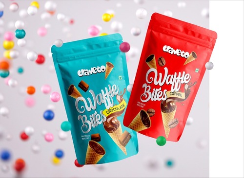 Craveto Waffle Bites Chocolate & Coffee Flavour Premium Choco-Filled Waffle Cone Snack