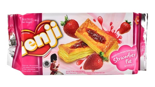 Kenji Strawberry Pie Biscuit 85g Pack Imported Layered Pastry Biscuit with Strawberry Jam