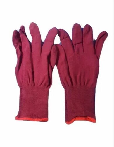 Maroon Polyester Hand Gloves