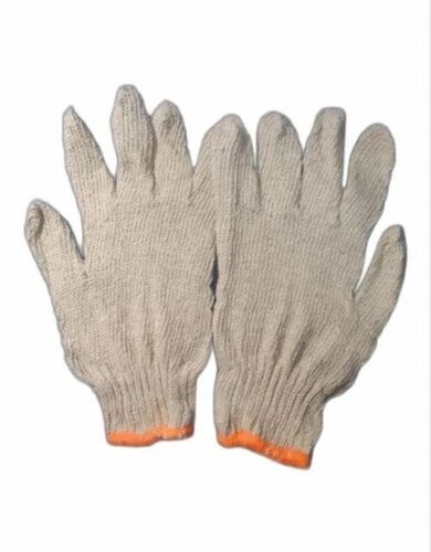 Off White Cotton Knitted Hand Gloves
