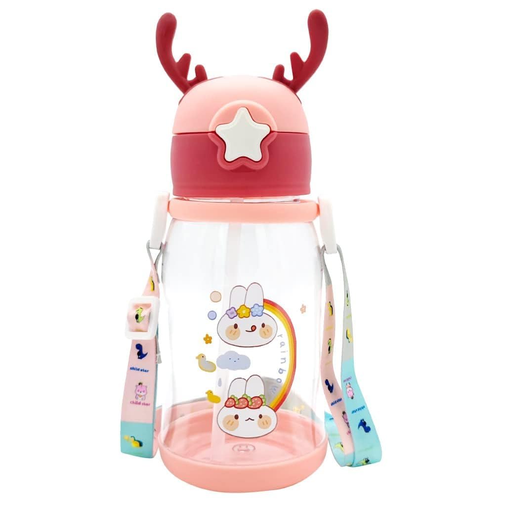 600Ml Cartoon Design Sippy Water Bottle - Features: Sipper