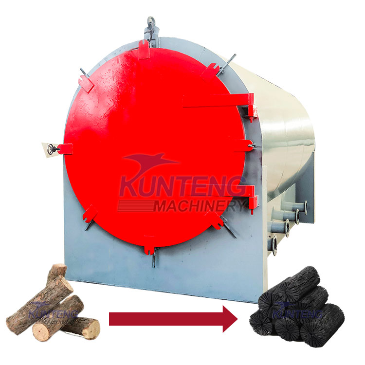 Horizontal Lump Wood Charcoal Kiln Carbonization Furnace - Color: White