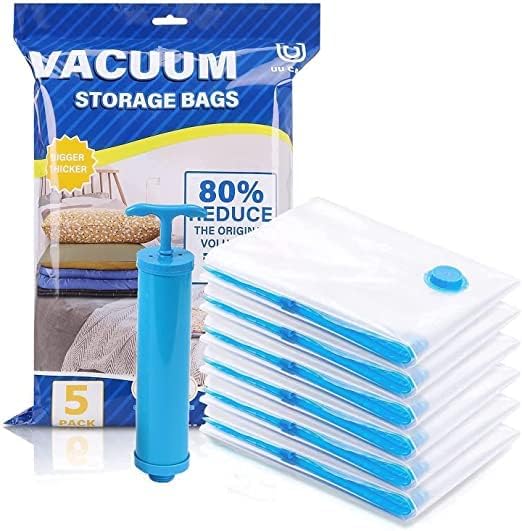 Vacuum Storage Bags Set (5 Bag/1 Pump) - Color: Transparent