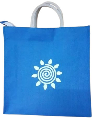 Blue Printed Jute Shopping Bag