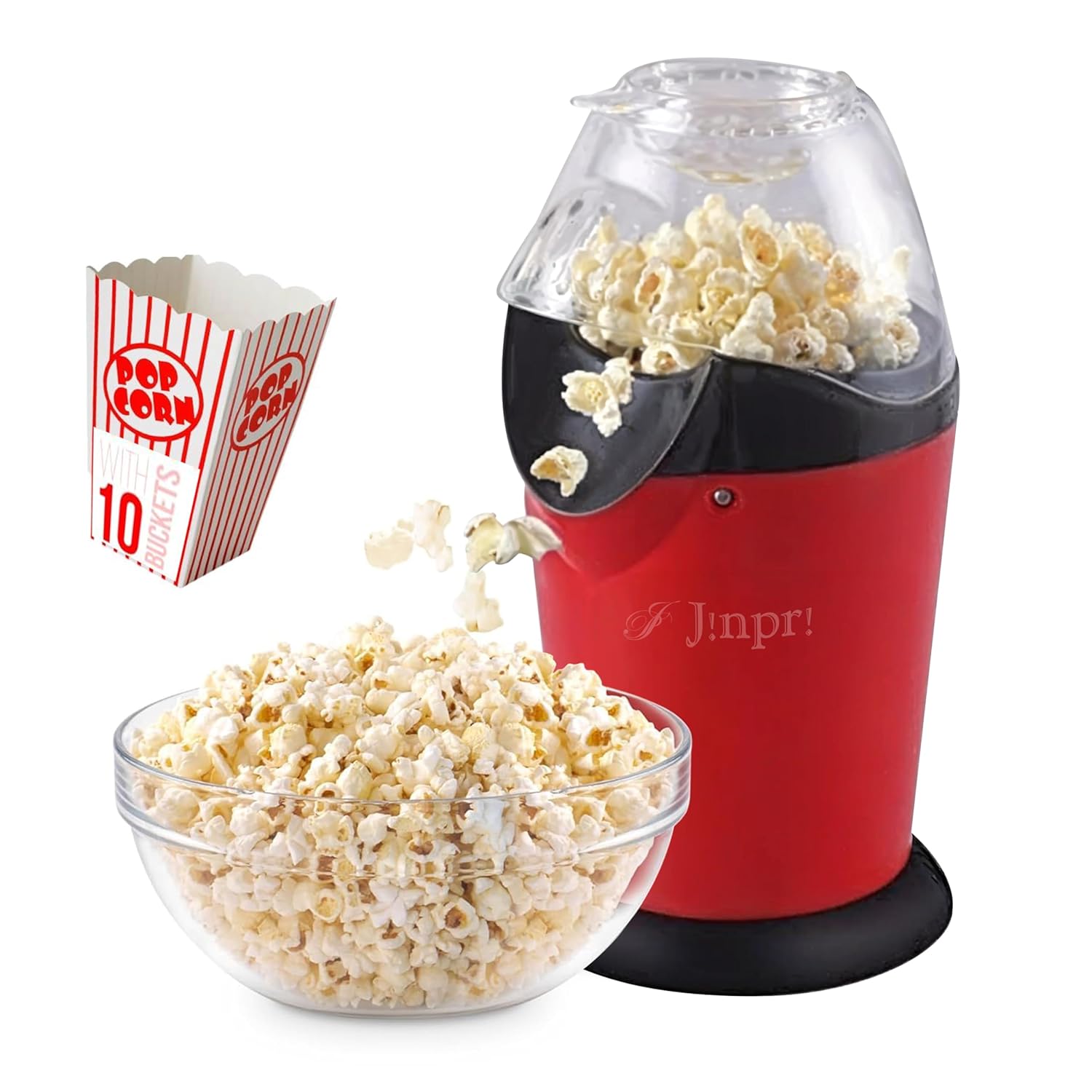 Electric Hot Air Popcorn Maker Machine - Color: Black