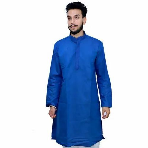 Mens Silk Royal Blue Kurta Pajama